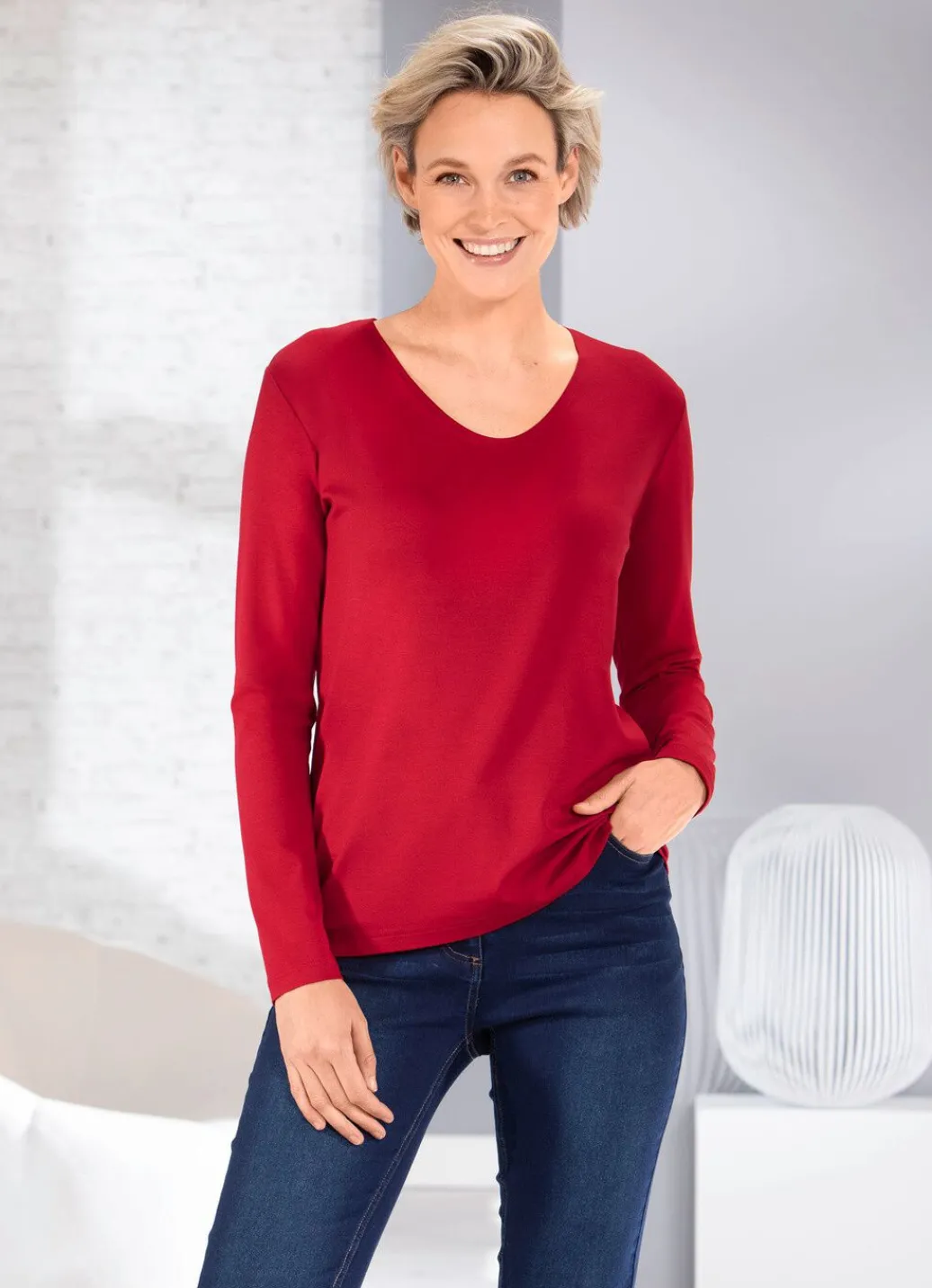Kombifreundliches Shirt in 3 Farben Damen Langarm