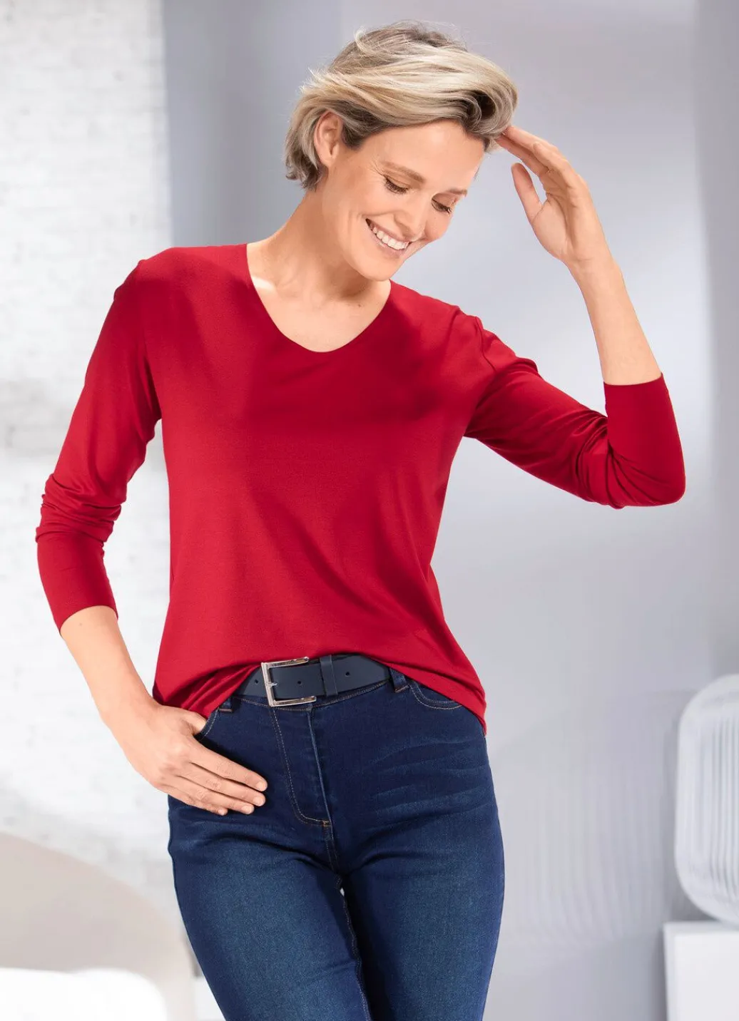 Kombifreundliches Shirt in 3 Farben Damen Langarm