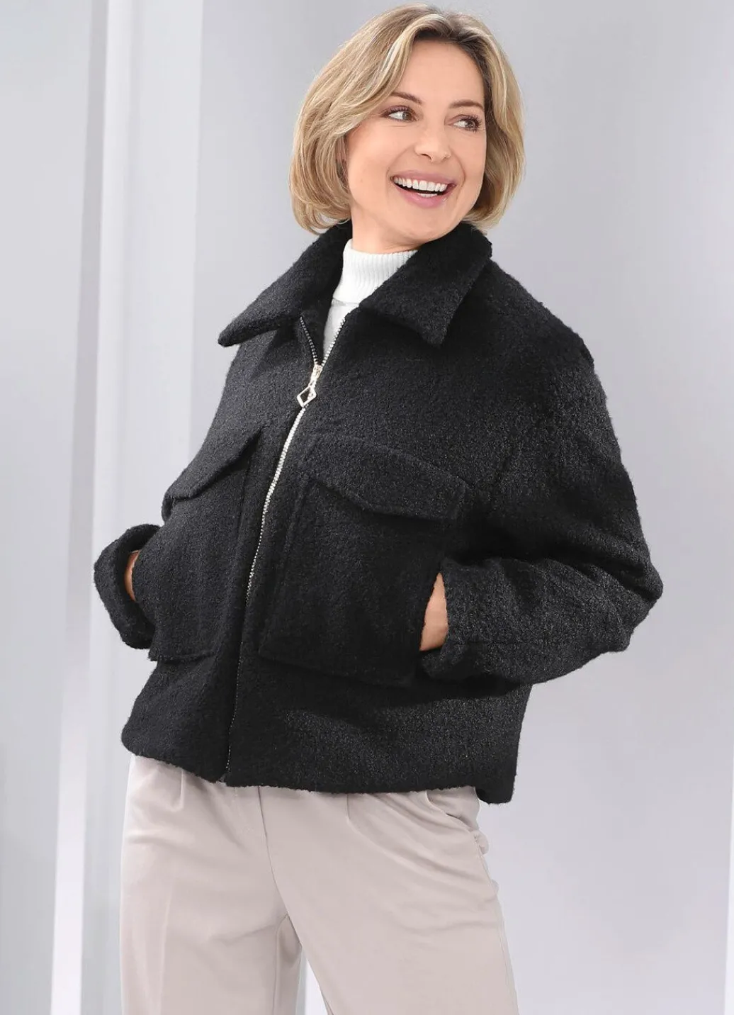Damen Mona Winterjacken<Kurzjacke aus feinem Bouclé