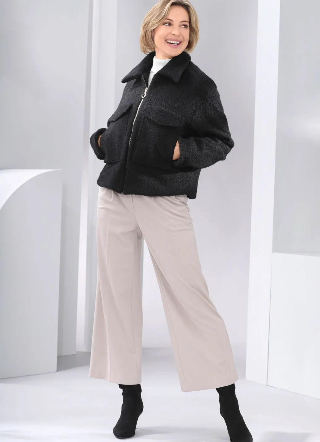 Damen Mona Winterjacken<Kurzjacke aus feinem Bouclé