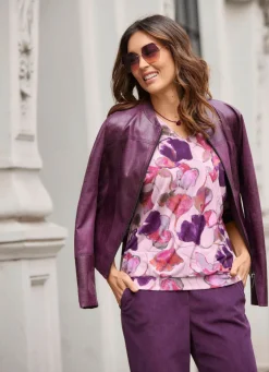 Damen Mona Übergangsjacken<Kurzjacke aus Veloursleder-Imitat