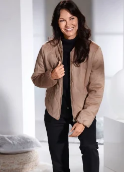 Damen Mona Winterjacken<Kurzjacke aus Veloursleder-Imitat