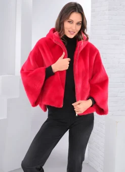 Damen Mona Kunstpelzjacken<Kurzjacke in Cape-Form