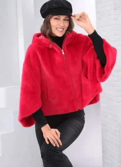 Damen Mona Kunstpelzjacken<Kurzjacke in Cape-Form