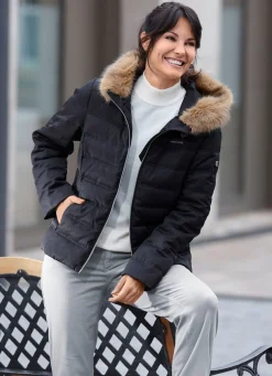 Damen Mona Winterjacken<Kurzjacke mit abnehmbarem Kunstpelz-Besatz