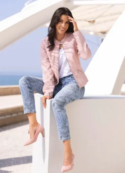 Damen Mona Lederimitatjacken<Kurzjacke mit kleinem Stehkragen