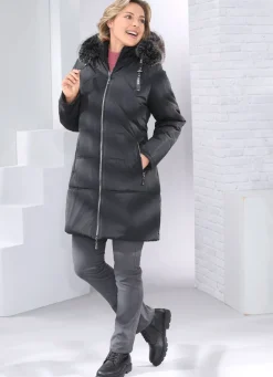 Damen Mona Wintermäntel<Kurzmantel mit abnehmbarem Kunstpelz-Besatz
