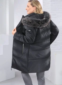 Damen Mona Wintermäntel<Kurzmantel mit abnehmbarem Kunstpelz-Besatz