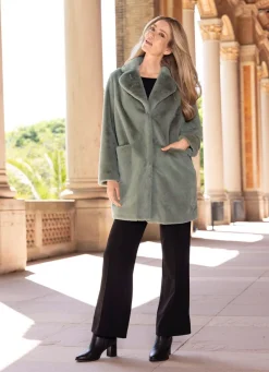 Damen Mona Kunstpelzmäntel<Kurzmantel mit aufgesetzten Taschen