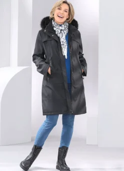 Damen Mona Wintermäntel<Kurzmantel mit festem Kunstpelz-Besatz