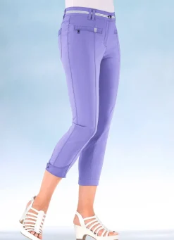Damen Mona Lange Hosen<7/8-lange Hose mit kontrastfarbenem Zierband