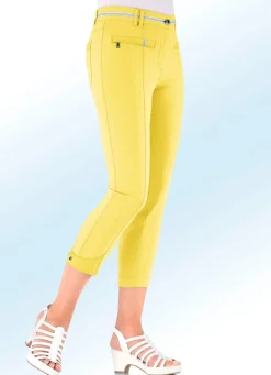 Damen Mona Lange Hosen<7/8-lange Hose mit kontrastfarbenem Zierband