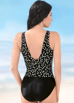 Damen Mona Badeanzüge<Laurina Badeanzug mit glänzendem Foliendruck und Halbkorsage