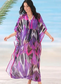 Damen Mona Strandkleider|Sommerkleider<Laurina Kaftan, leicht transparent