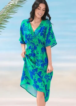 Damen Mona Strandkleider|Sommerkleider<Laurina Kleid mit überschnittenem V-Ausschnitt