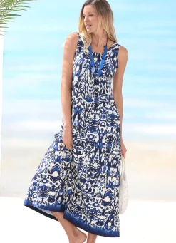 Damen Mona Strandkleider|Sommerkleider<Laurina Kleid mit farbbrillantem Druckdessin, ärmellos