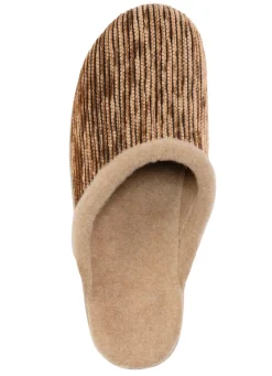 Best Laurina Pantoffel aus changierendem Cord-Material mit Filzbesatz Damen Hausschuhe