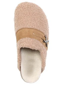 Hot Laurina Pantoffel aus weichem Plüsch mit Veloursbesatz Damen Hausschuhe