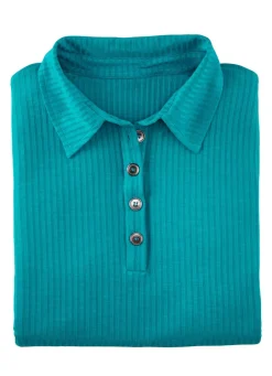 Damen Mona Strandkleider|Kurzarm<Laurina Poloshirt mit Knopfleiste