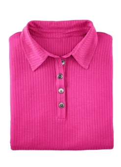 Damen Mona Strandkleider|Kurzarm<Laurina Poloshirt mit Knopfleiste