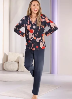 Damen Mona Schlafanzüge<Laurina Schlafanzug, langer Hose mit Dehnbund