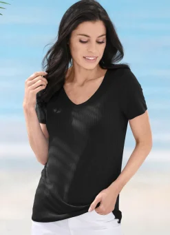 Damen Mona Strandkleider|Kurzarm<Laurina Shirt mit V-Ausschnitt