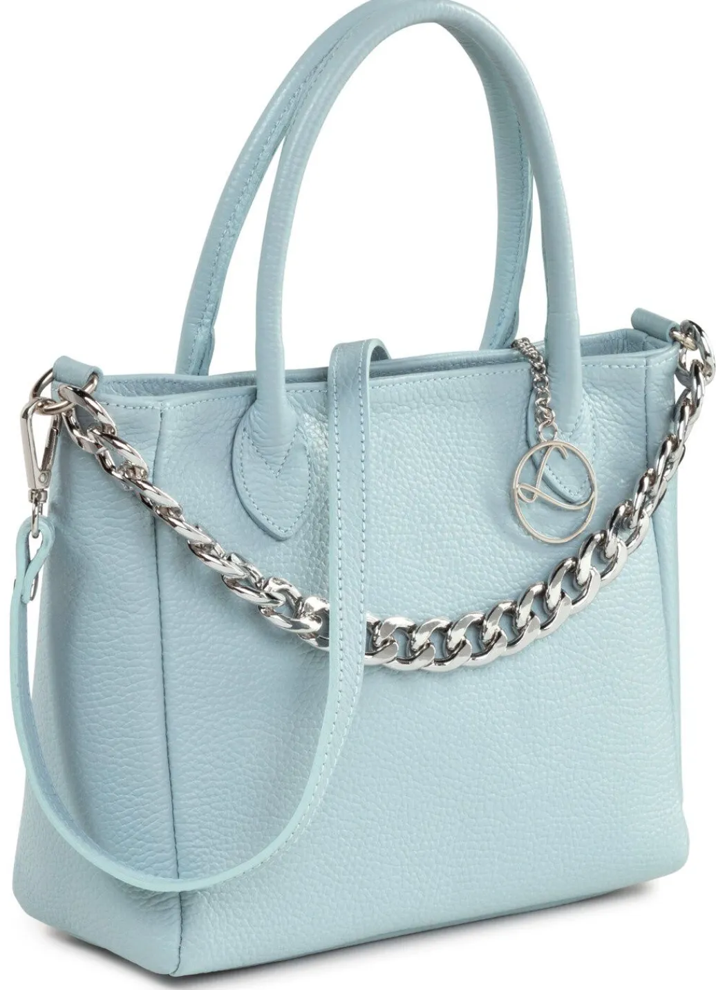 Outlet Laurina Tasche aus genarbtem Kalb-Nappaleder mit Zierkette Handtaschen