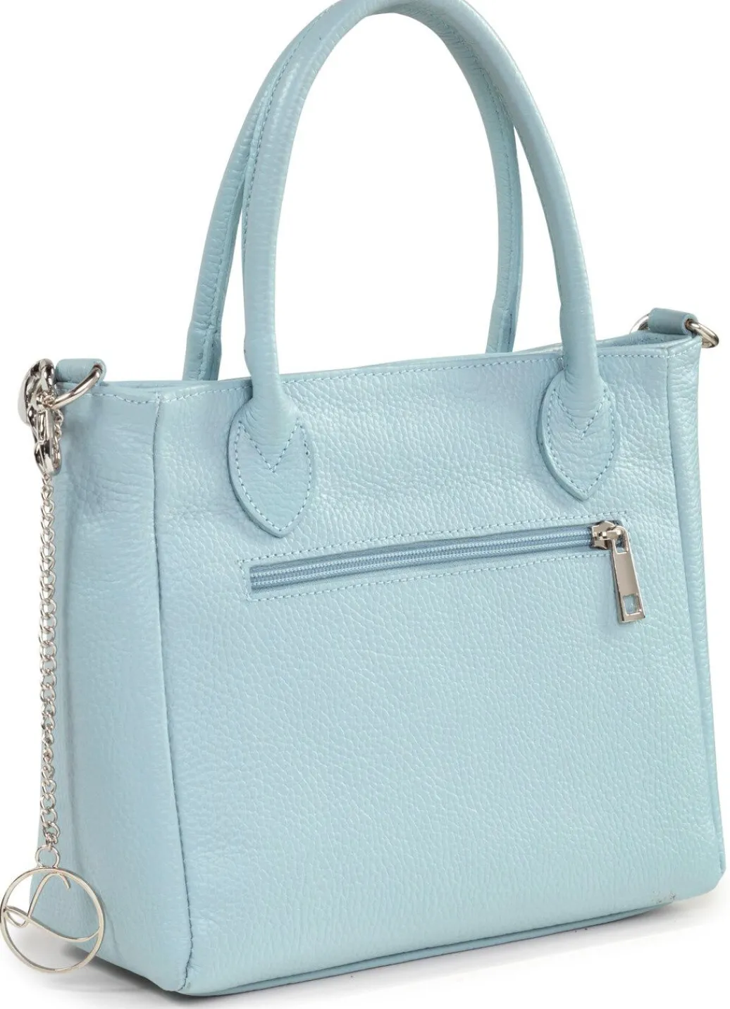 Outlet Laurina Tasche aus genarbtem Kalb-Nappaleder mit Zierkette Handtaschen