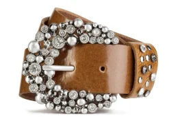 Clearance Ledergürtel mit Glitzersteinchen Gürtel