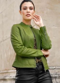 Damen Mona Lederjacken<Lederjacke mit Stehkragen