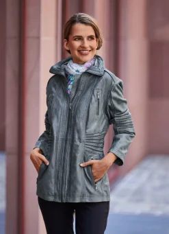 Damen Mona Lederjacken<Lederjacke mit Steh-Umlegekragen