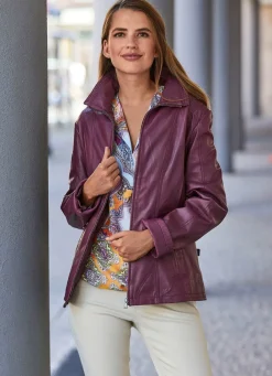 Damen Mona Lederjacken<Lederjacke mit Steh-Umlegekragen