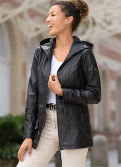 Damen Mona Lederjacken<Lederjacke mit 2-Wege-Reißverschluss