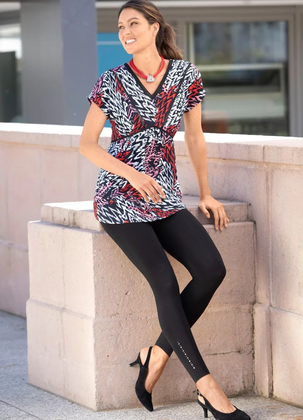 Damen Mona Schlupfhosen|Leggings<Leggings mit edel glänzendem Ziermotiv