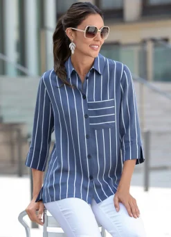 Damen Mona Blusen<Longbluse mit Streifen