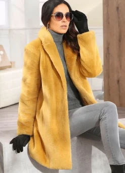 Damen Mona Kunstpelzjacken<Longjacke aus kuschelweichem Kunstpelz