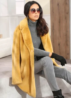 Damen Mona Kunstpelzjacken<Longjacke aus kuschelweichem Kunstpelz