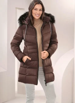 Damen Mona Winterjacken<Longjacke mit abnehmbarem Kunstpelz-Besatz