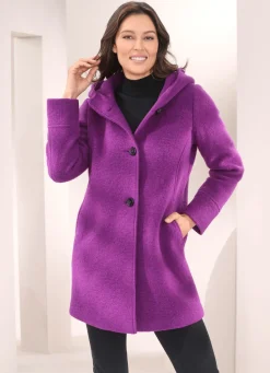 Damen Mona Wolljacken<Longjacke mit Knopfleiste
