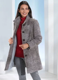 Damen Mona Wolljacken<Longjacke mit Stehkragen