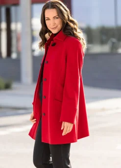 Damen Mona Wolljacken<Longjacke mit stilvoll verdeckter Knopfleiste