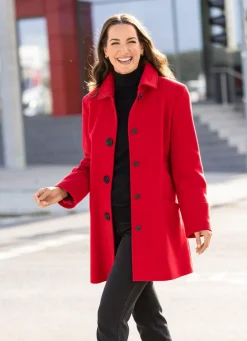 Damen Mona Wolljacken<Longjacke mit stilvoll verdeckter Knopfleiste