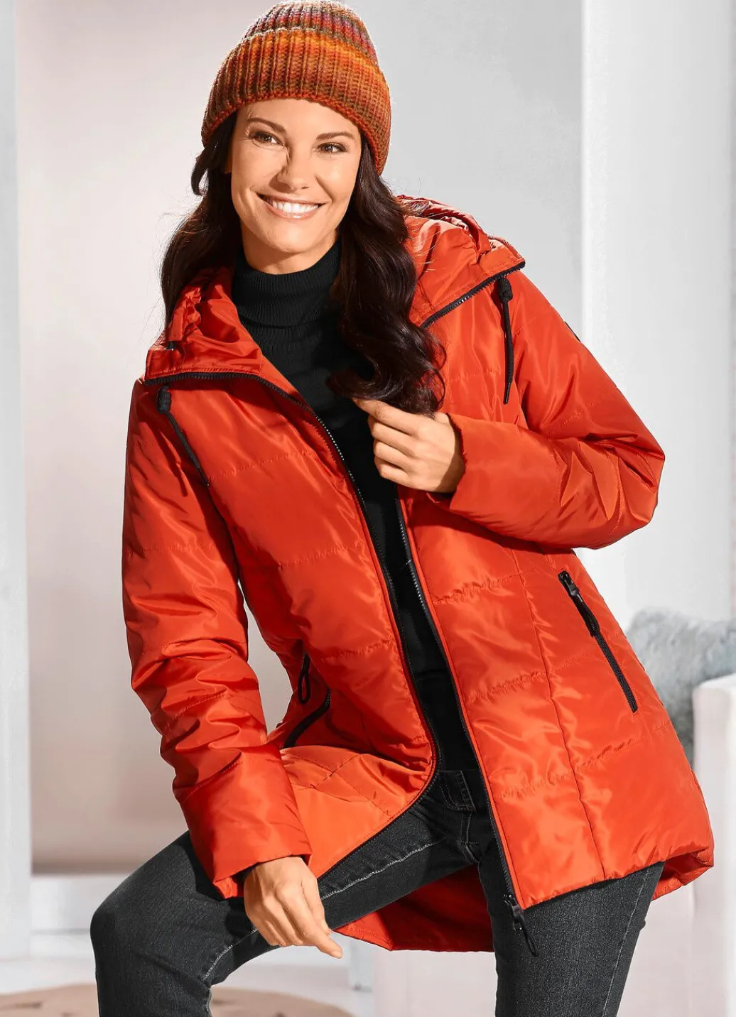 Damen Mona Winterjacken<Longjacke mit umschlagbarem Regenschild