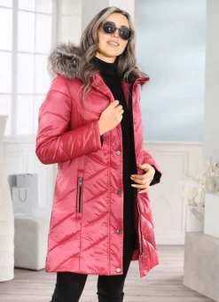 Damen Mona Winterjacken<Longjacke mit umschlagbaren Ärmeln in Kontrast