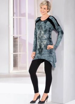 Longshirt in aktueller Batik-Optik in 2 Farben Damen Shirts Mit Strass|Longshirts