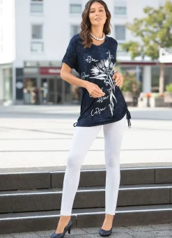 Discount Longshirt in Batik-Optik in 2 Farben Damen Shirts Mit Strass|Kurzarm