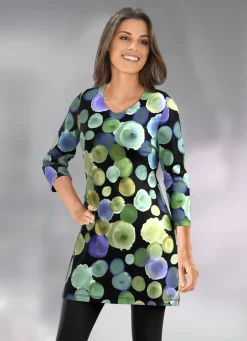 Outlet Longshirt mit farbbrillantem Allover-Druck Damen Longshirts