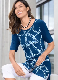Best Longshirt mit Strasszier Damen Shirts Mit Strass|Kurzarm