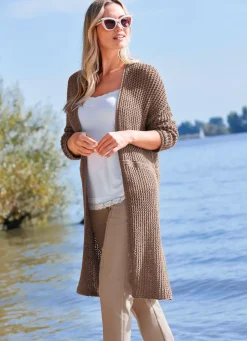 Discount Long-Strickjacke in tollem Mustermix Damen Strickjacken|Basics