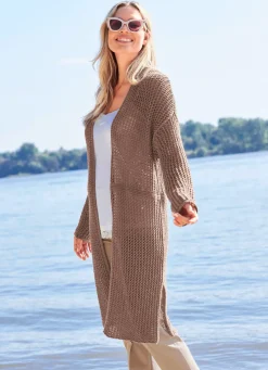 Discount Long-Strickjacke in tollem Mustermix Damen Strickjacken|Basics